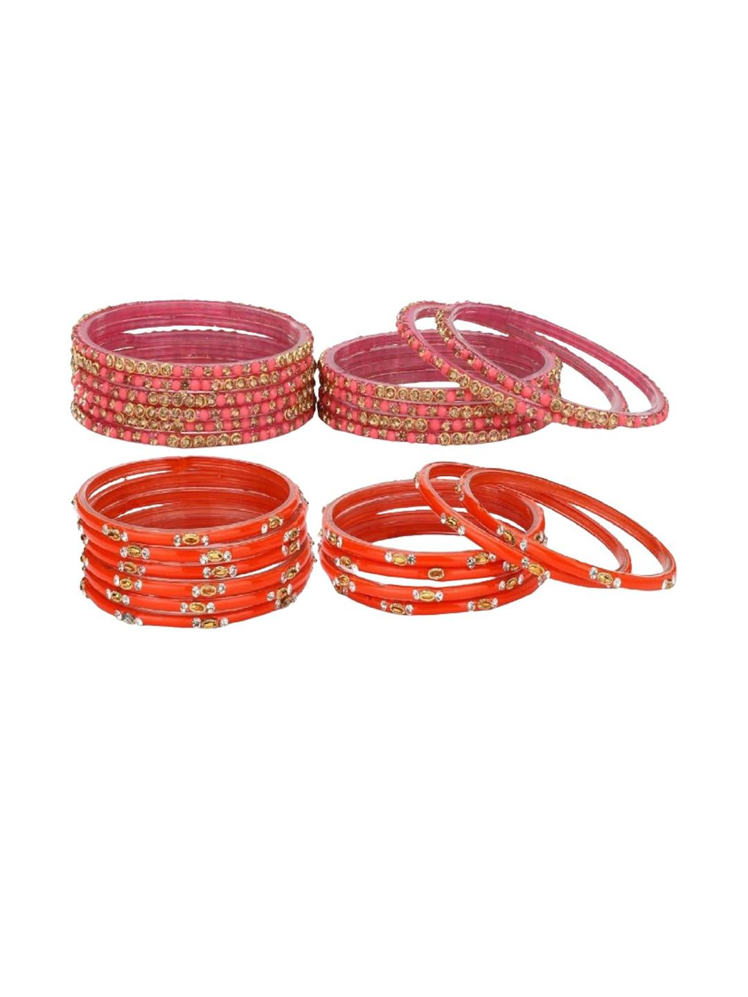 1ST TIME 24 Pieces Pink and Orange Alloy Bangle