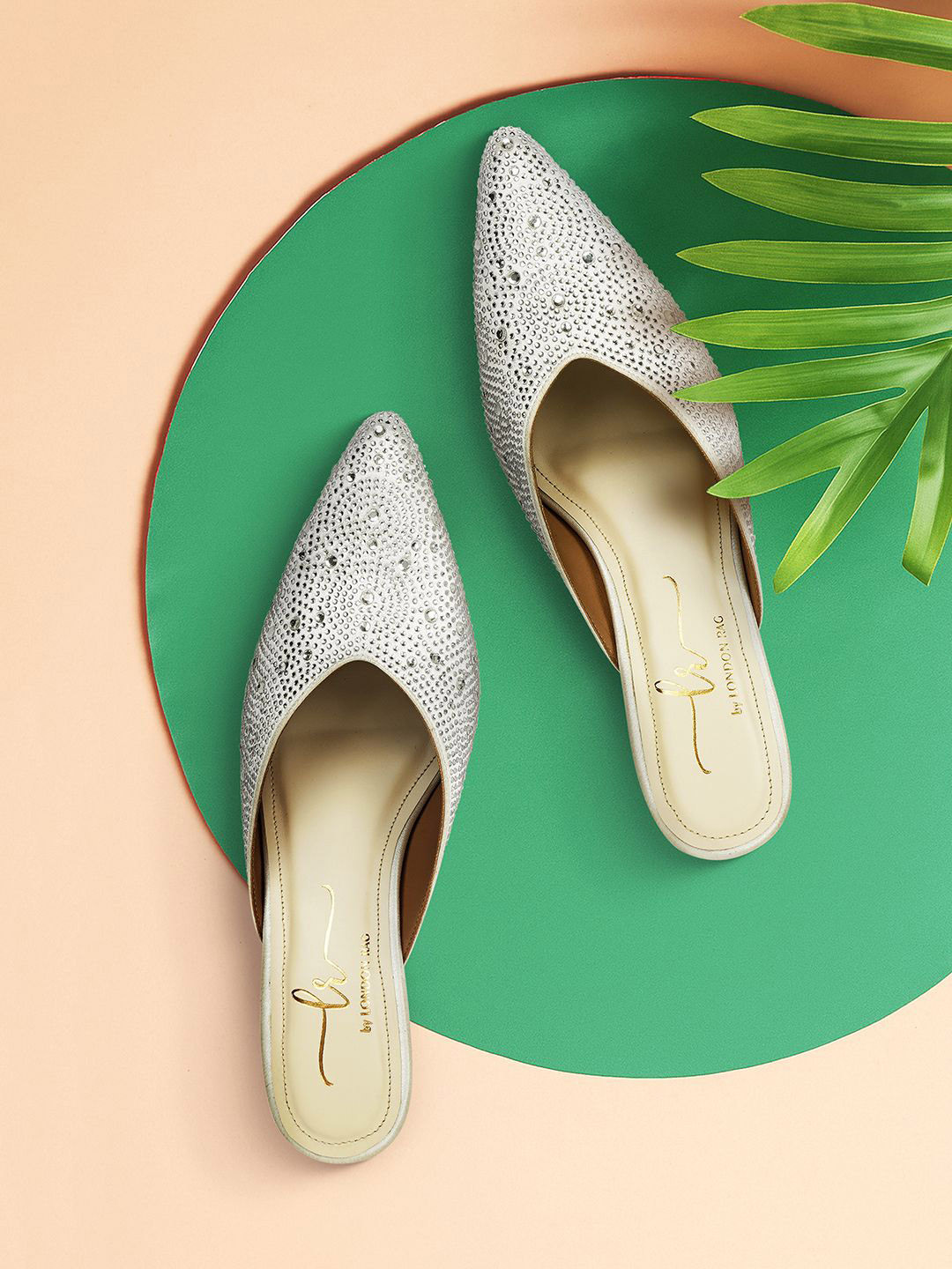 London Rag Rhinestone Women Embellished Kitten Mules