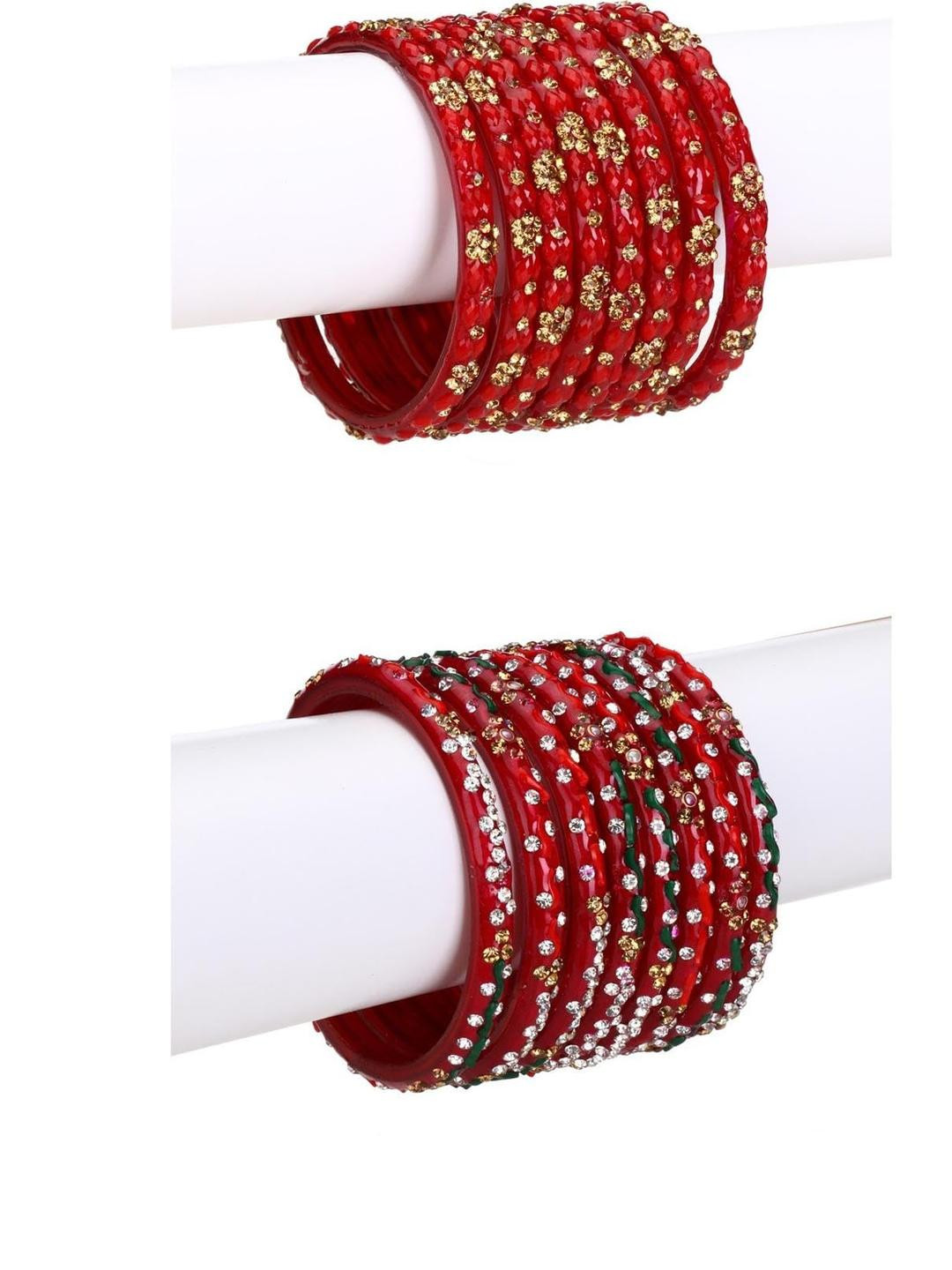 ST TIME Set of 12 Red and Marron Alloy Bangles