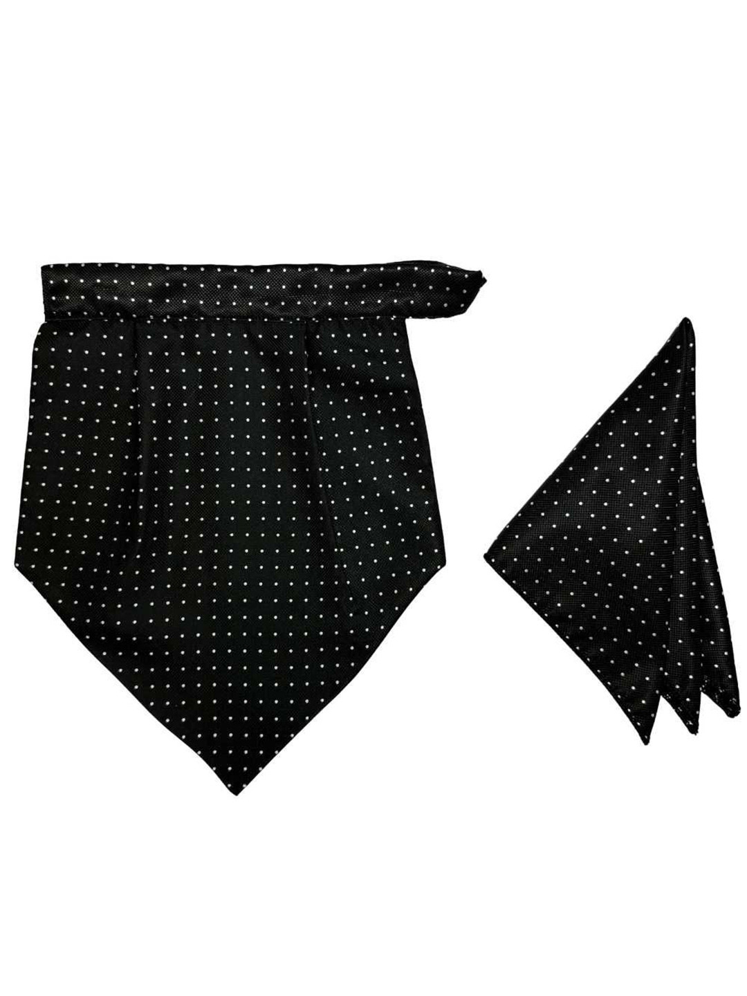 The Tie Hub Men Polka Dot Design Velcro Cravat and Pocket Square Accessory Gift Set