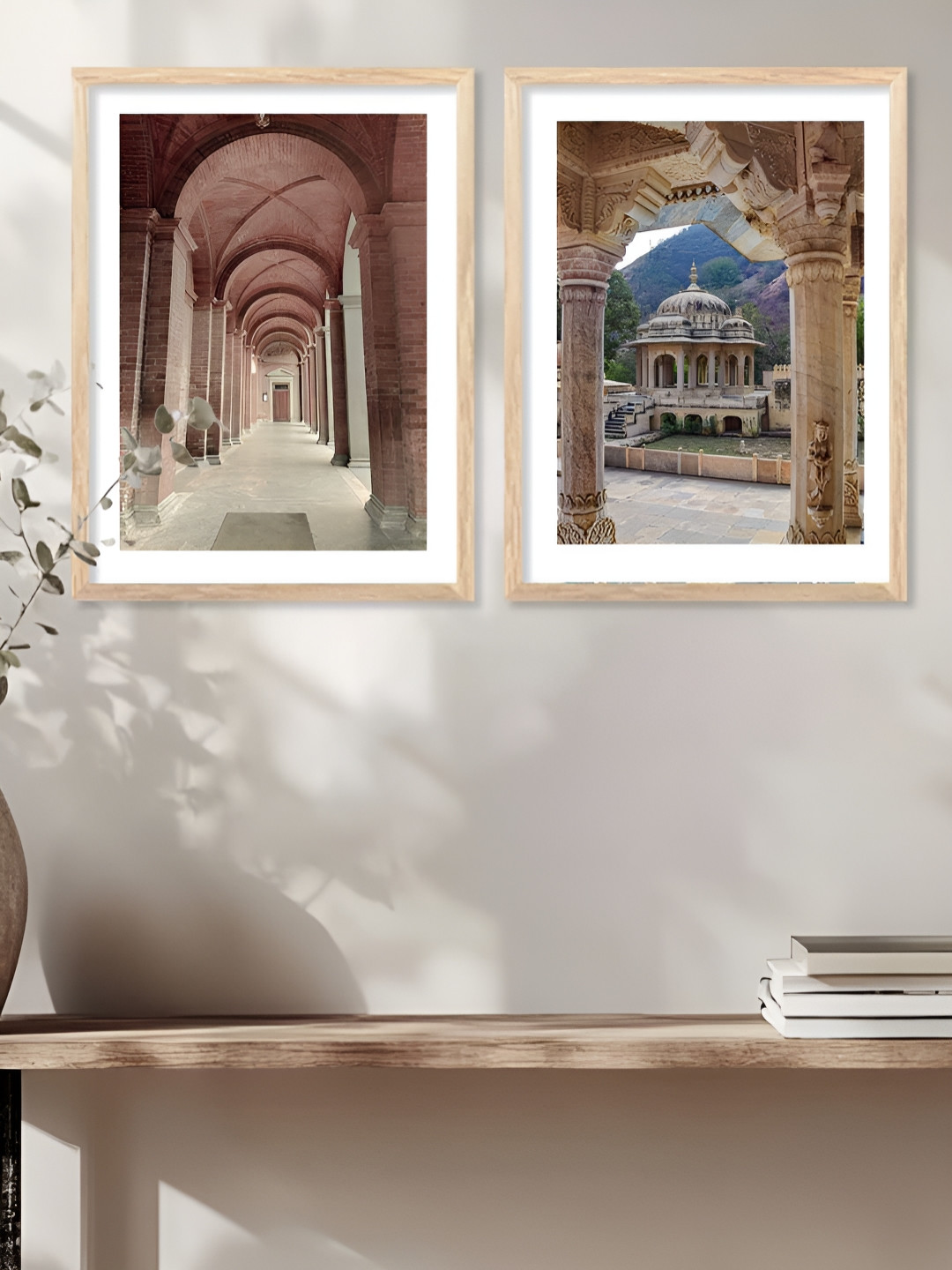 Kotart Travel Brown & White 2 Pieces Palaces Printed Wooden Wall Arts