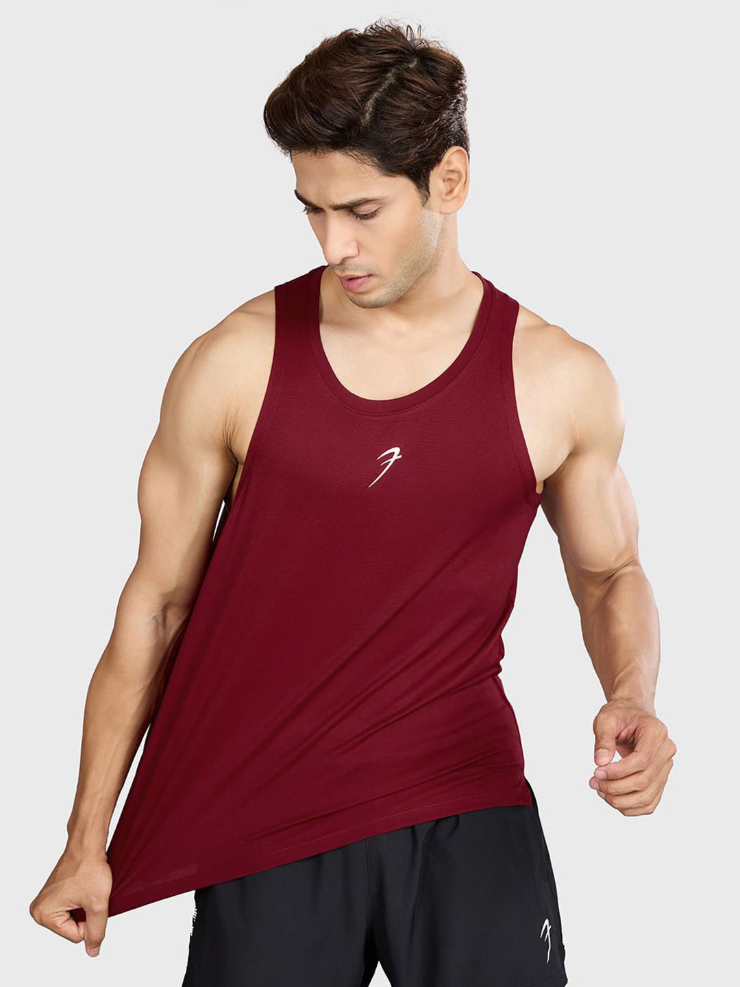 FUAARK Ultra Light Weight & Stretchable Tank Vest Pulse Running Tank Deep Red-S