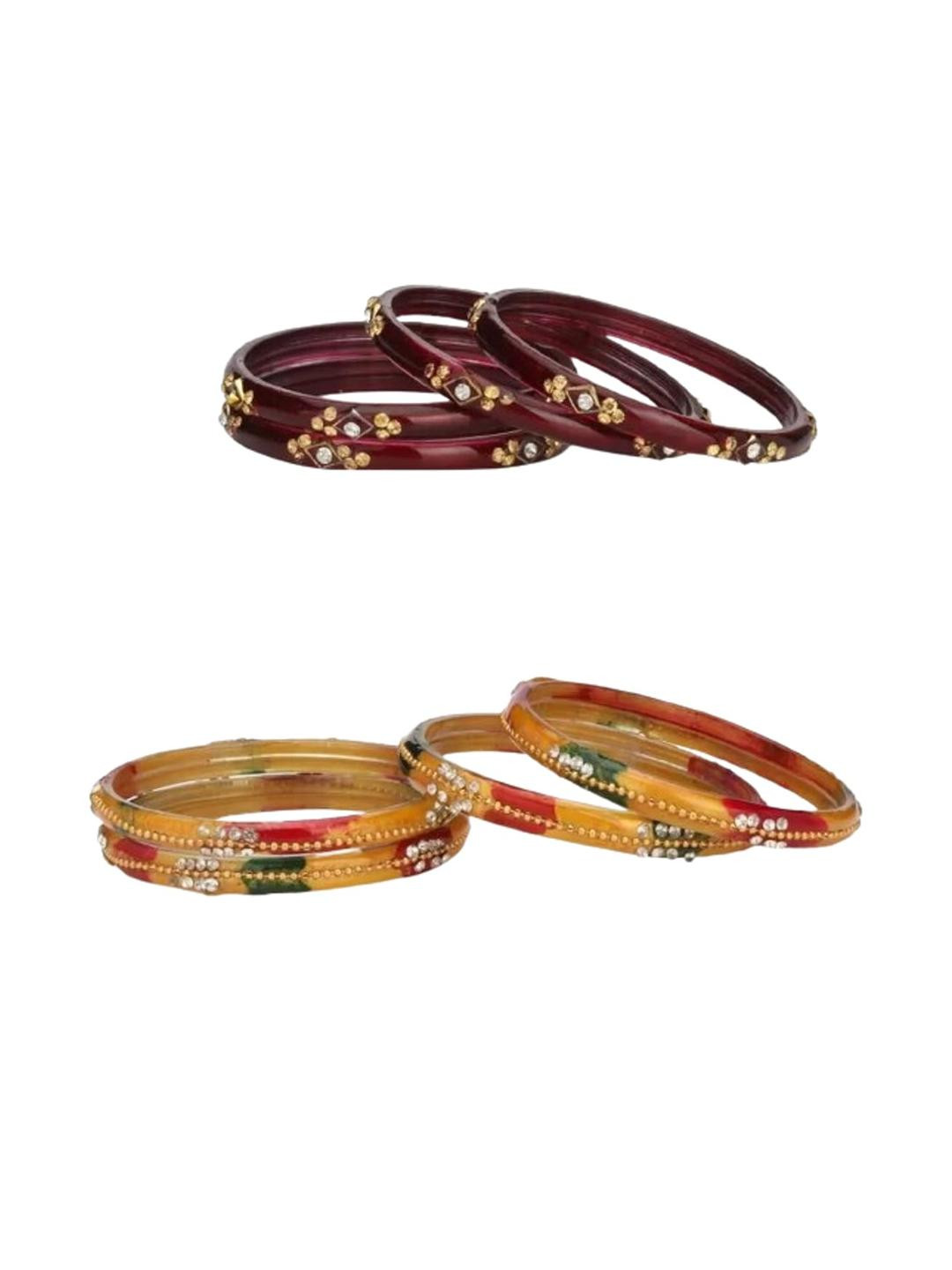 1ST TIME Maroon And Golden Alloy Bangles