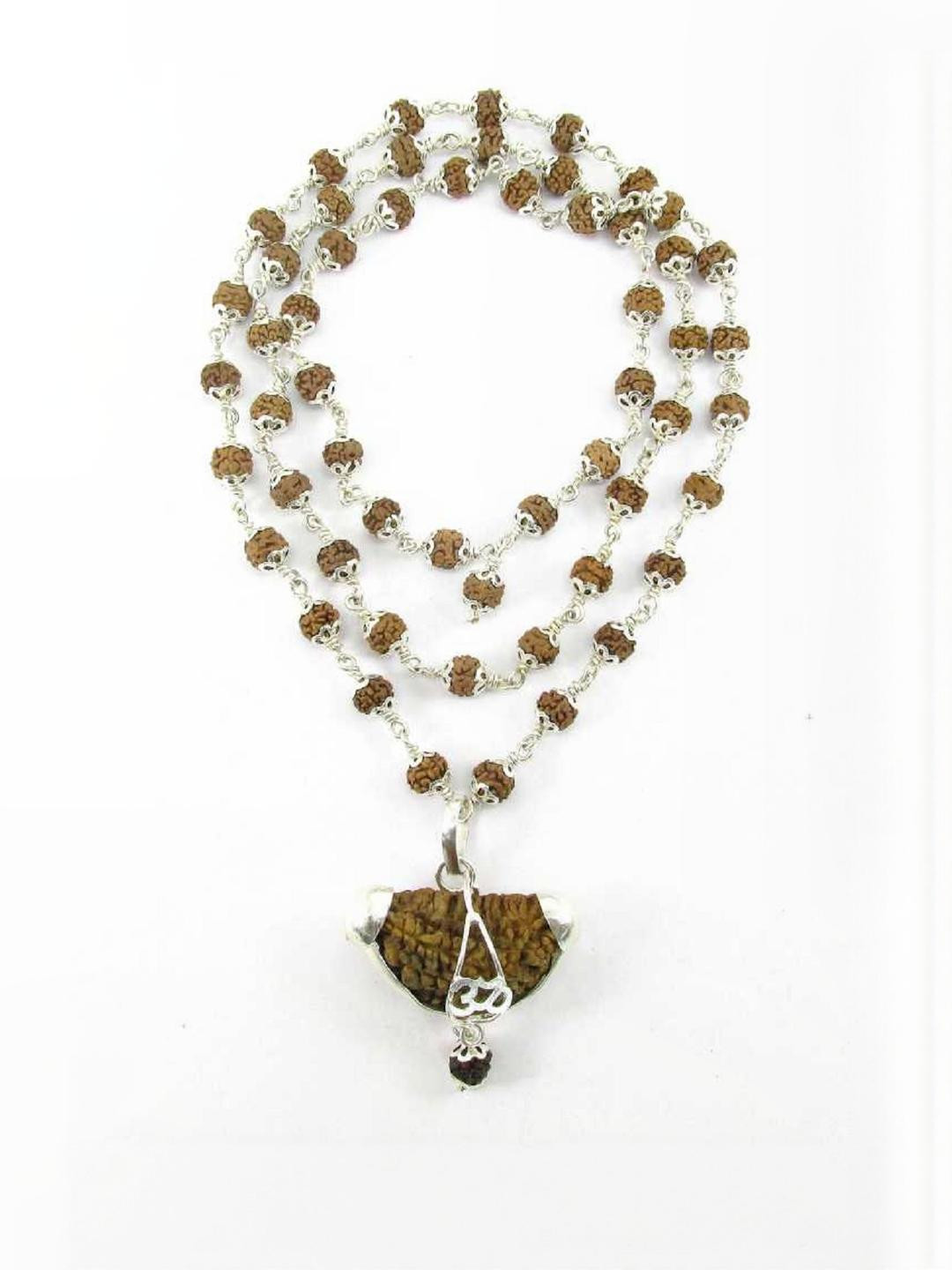 ShivaRatna Pure Silver 54 Beads 1 Mukhi Rudraksha + 5 Mukhi Rudraksha