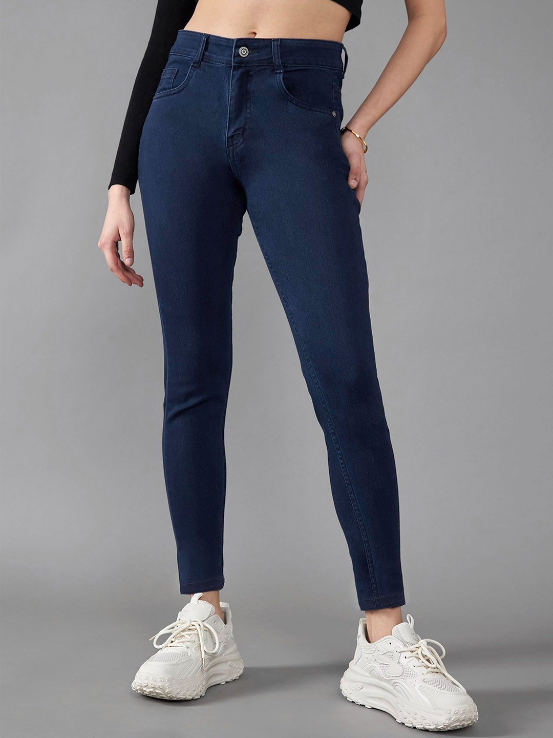 POMPOUS Women Slim Fit High-Rise Stretchable Cotton Jeans