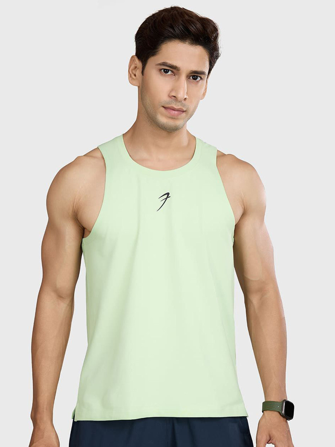 FUAARK Stretchable & Lightweight Gym Vest Pulse Running Tank L.Green-S