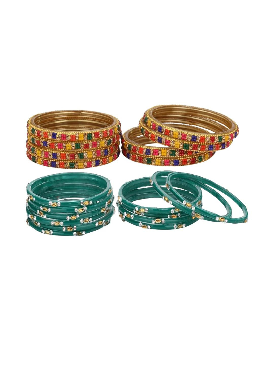 1ST TIME Set of 20 Artificial Beads & Stones Studded Alloy Bangle