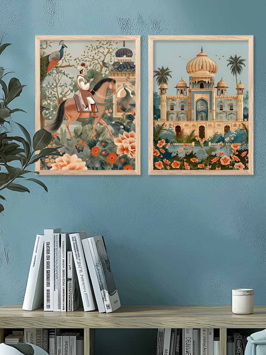 Kotart Brown & Green 2 Pieces King & Palace Printed Wooden Wall Arts