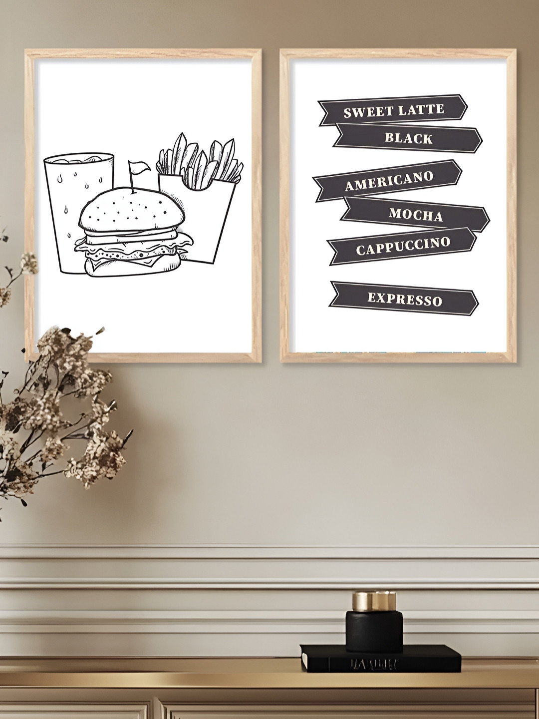 Kotart Brown, White & Black 2 Pieces Wooden Wall Arts