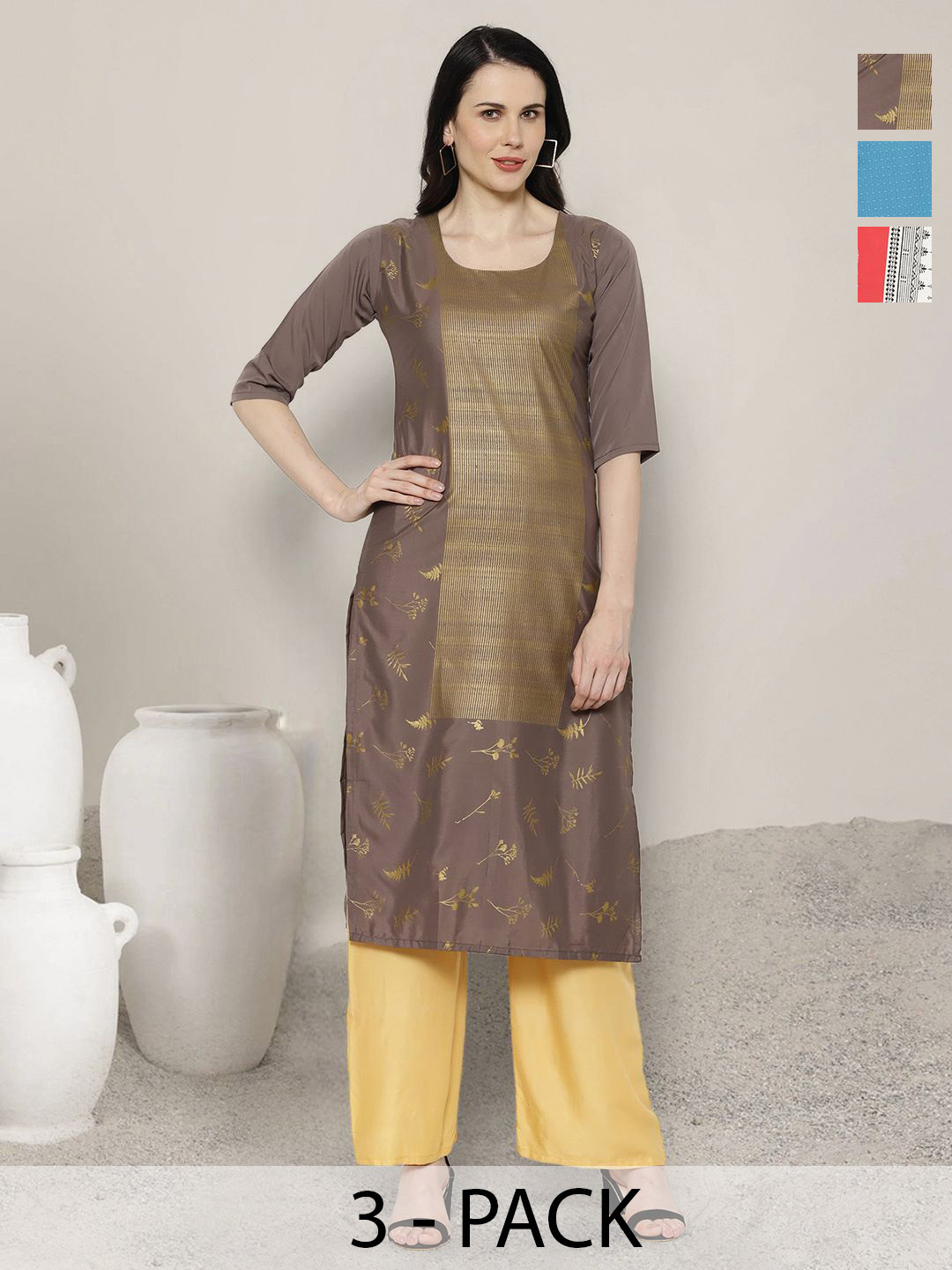 Anouk Rustic Pack Of 3 Printed Straight Kurtas