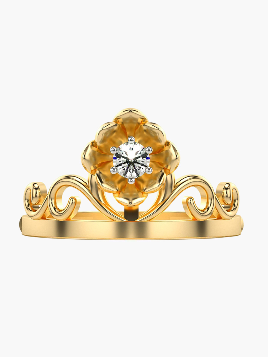 VALANOVA Yellow Gold Plated Sterling Silver 0.11Cts Lab Grown Diamond Ring