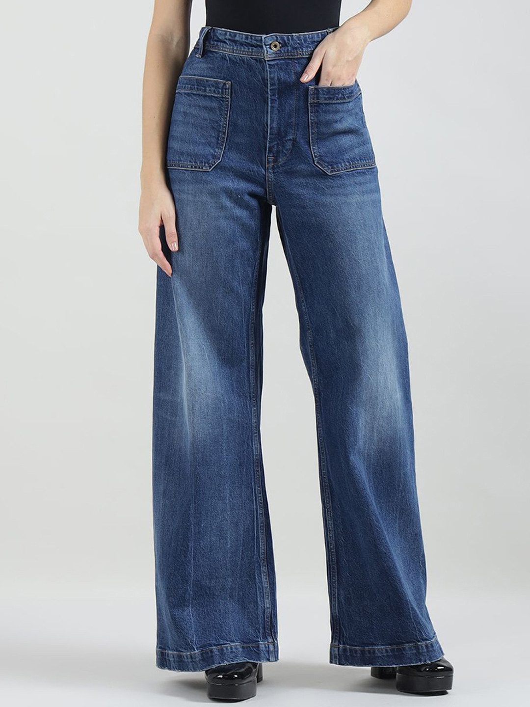 Polo Ralph Lauren Women Wide Leg Cotton High-Rise Jeans