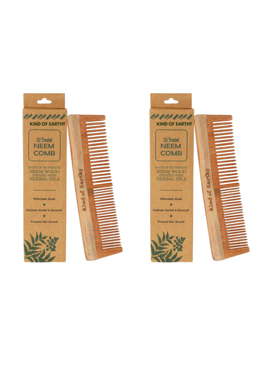 Kind of Earthy Set Of 2 Kacchi Neem Dual Wide & Narrow Tooth Comb