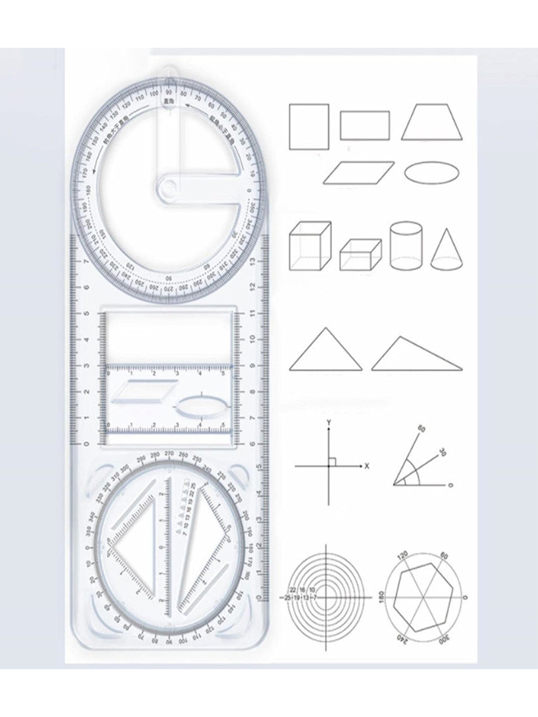 MUREN Kids Set of 2 Movable Drawing Measuring Geometrical Math Ruler