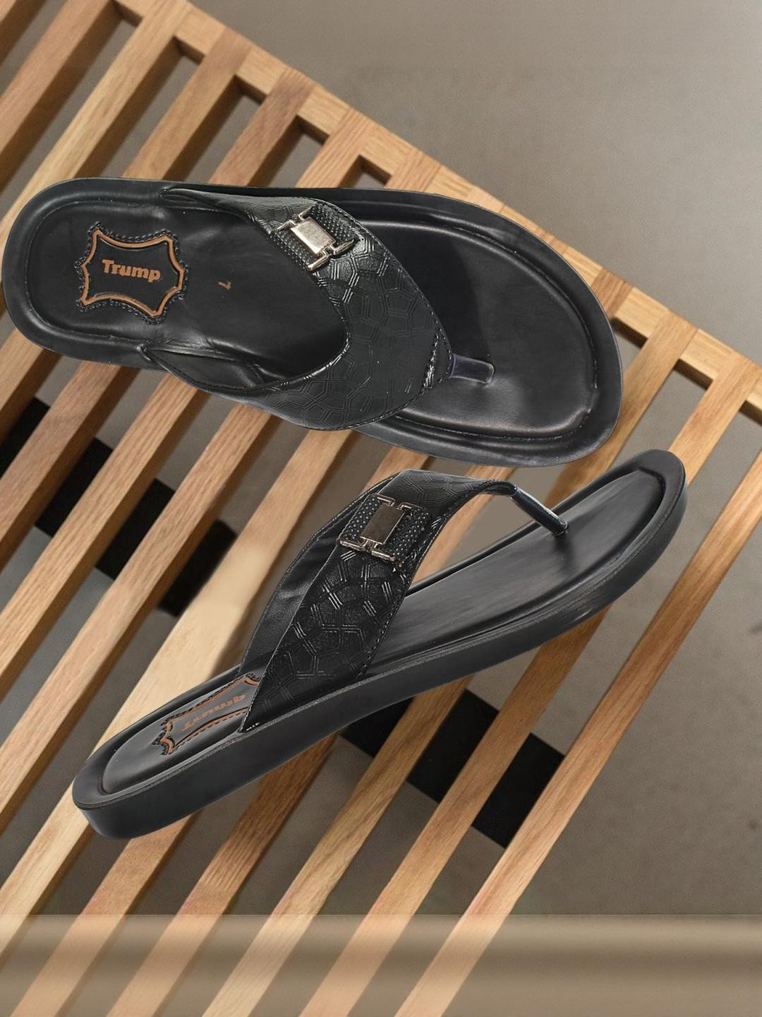 Trump Black PU Flip Flops
