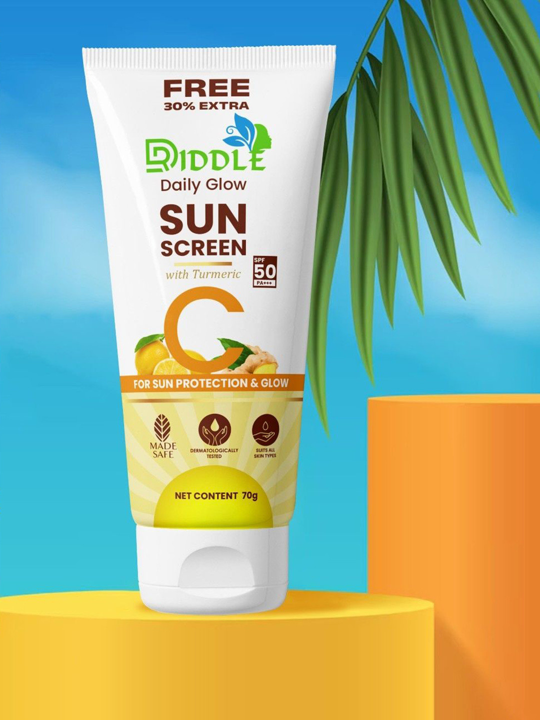 Driddle Daily Glow Sunscreen SPF50 PA++++ With Turmeric - 70 g