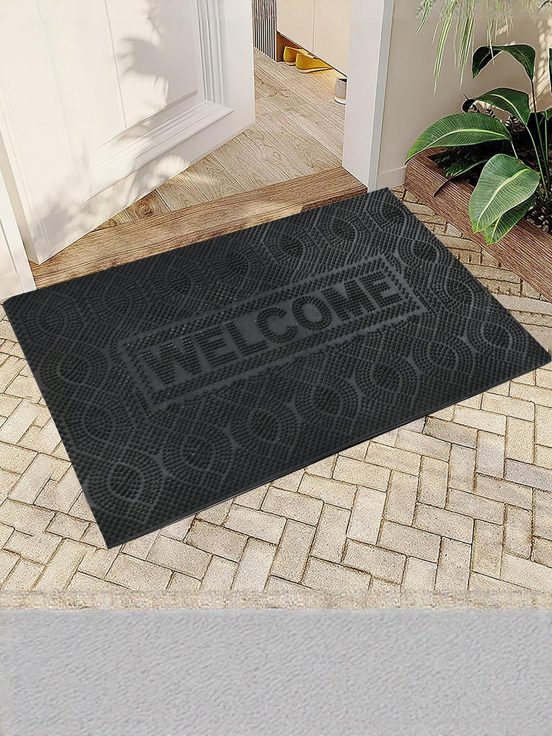 IVAZA Black Anti-Skid PVC Doormat