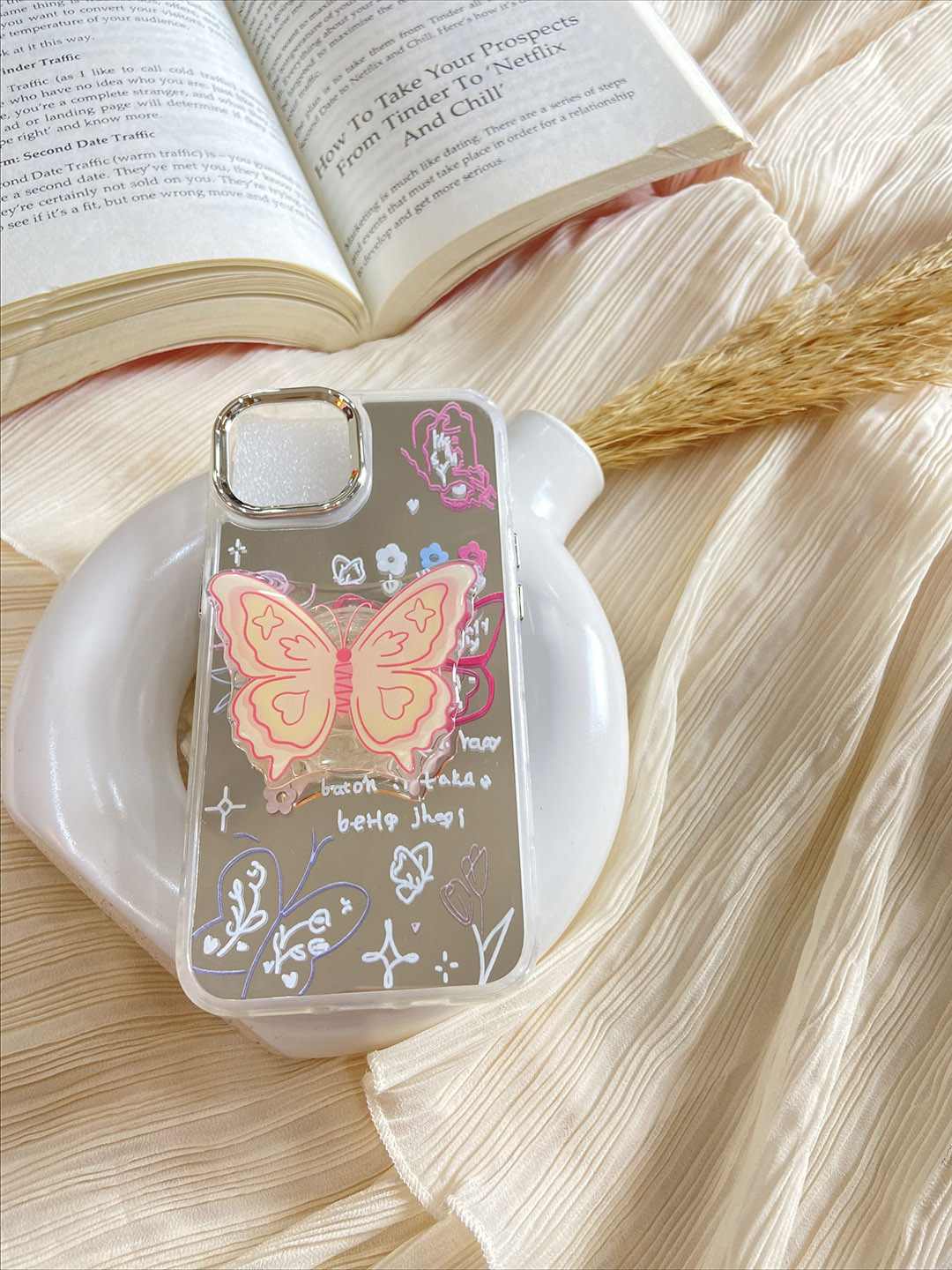 CASE CREATION iPhone 13 3D Luxury Butterfly Resin Stand Phone Case
