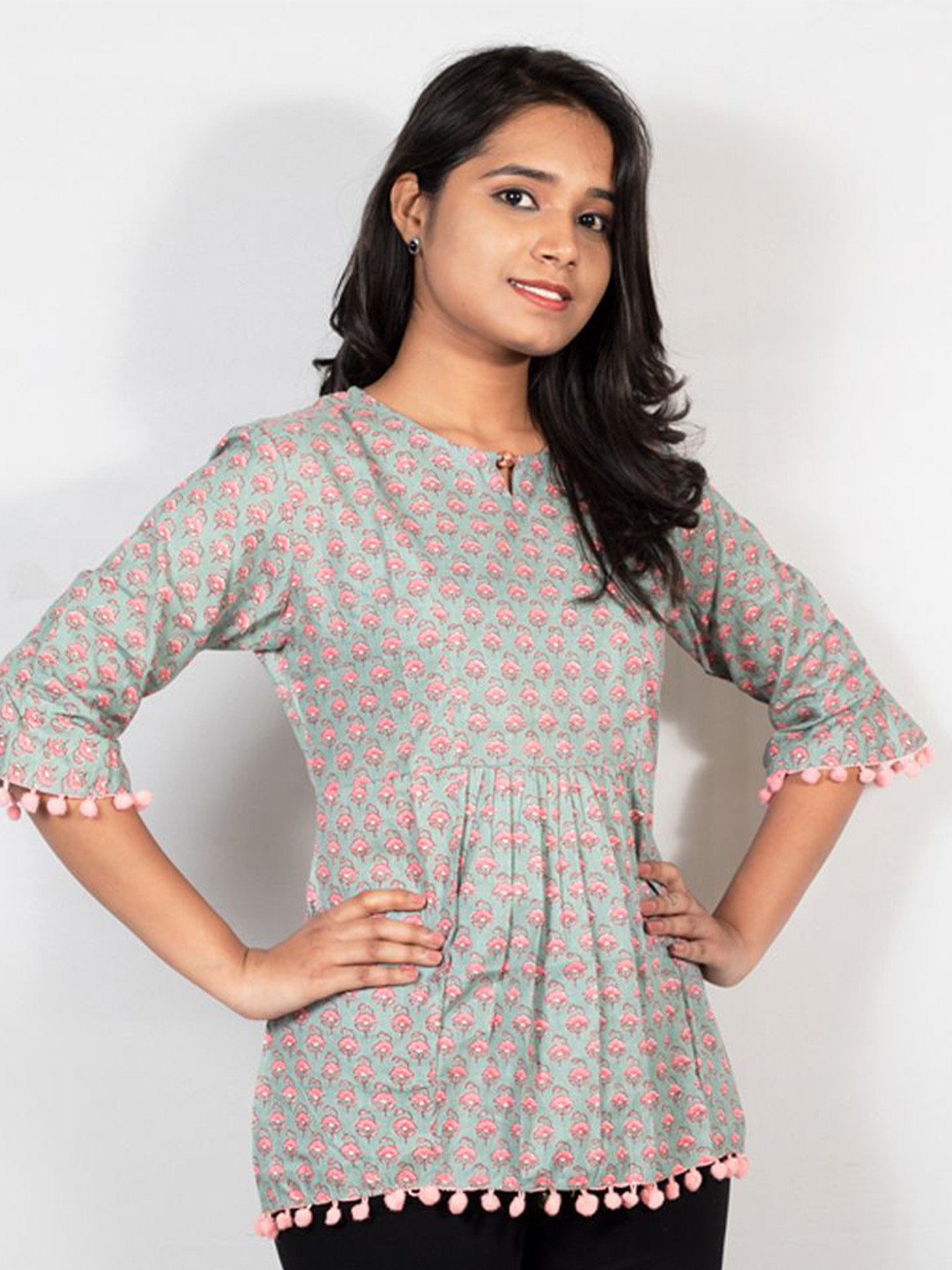 Vivika Ethnic Motifs Printed Cotton Top
