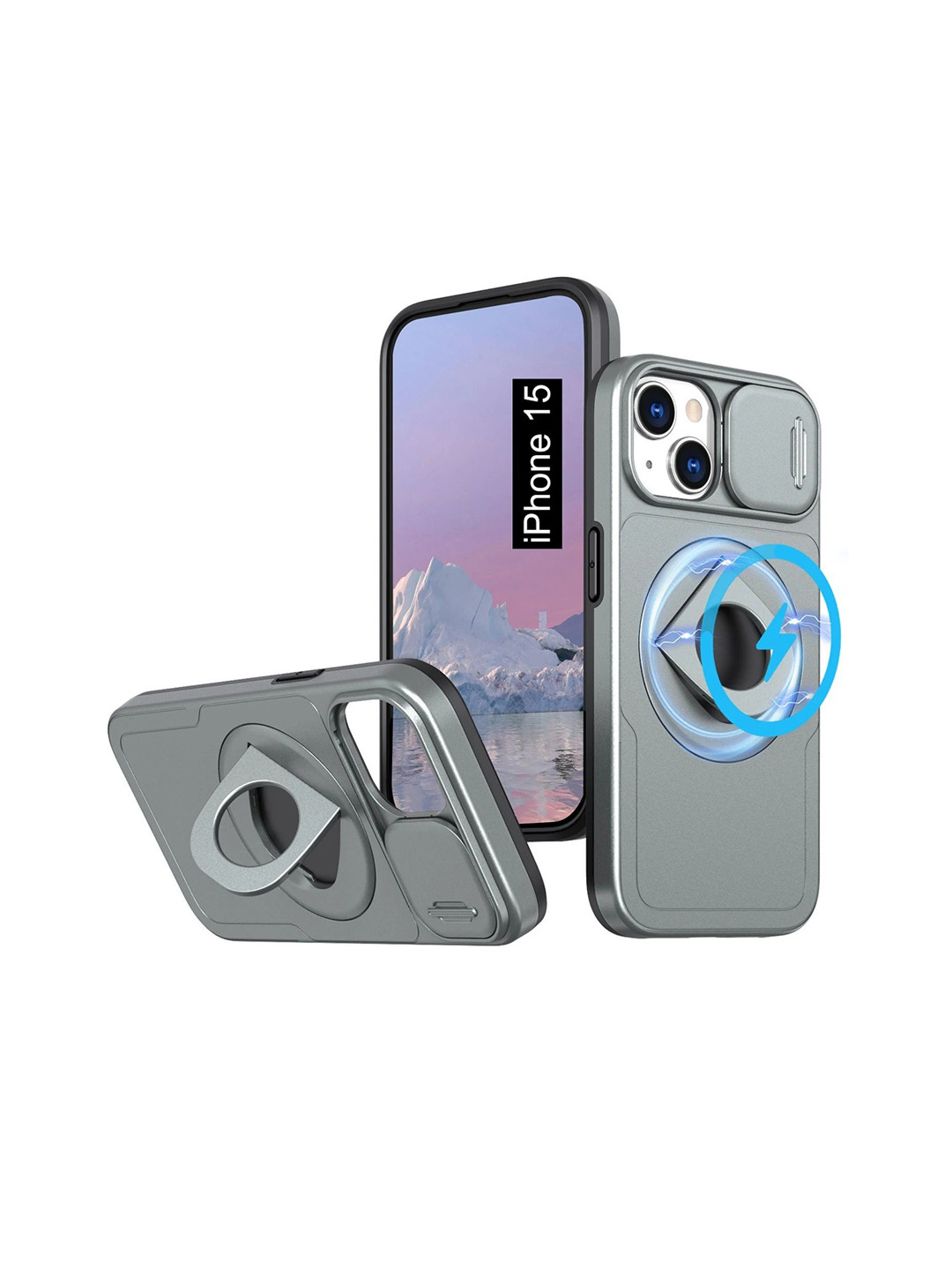 Luxury Kase Unisex Solid iPhone 15 Mag-Safe Shockproof Rugged Back Case Mobile Accessories