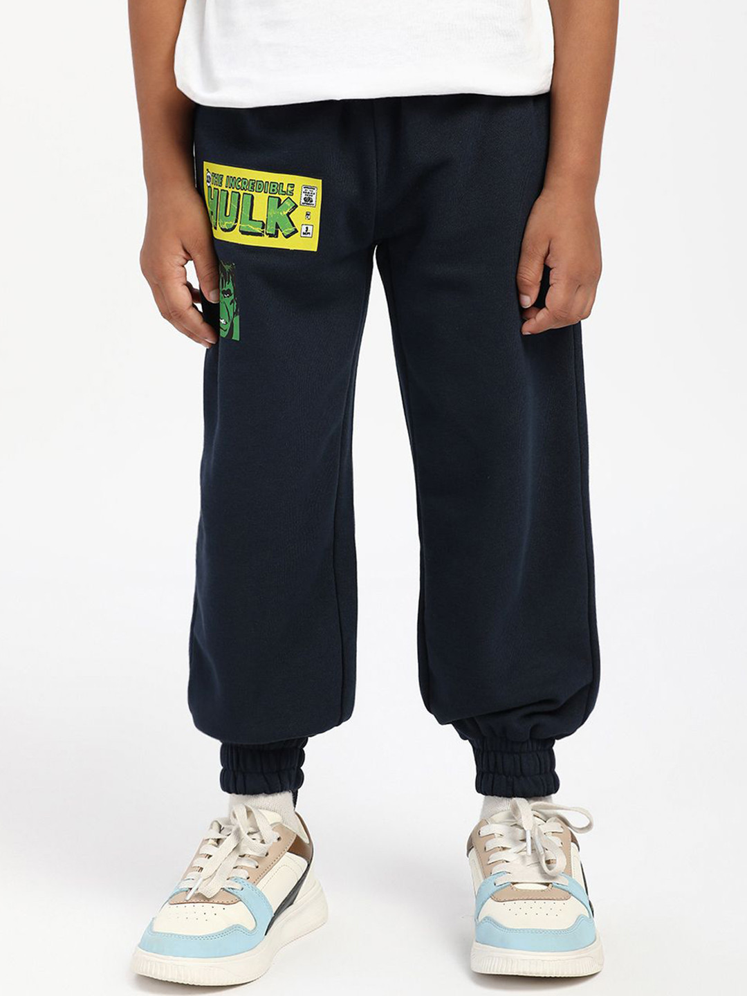 Nauti Nati Boys The Incredible Hulk Printed Mid-Rise Joggers