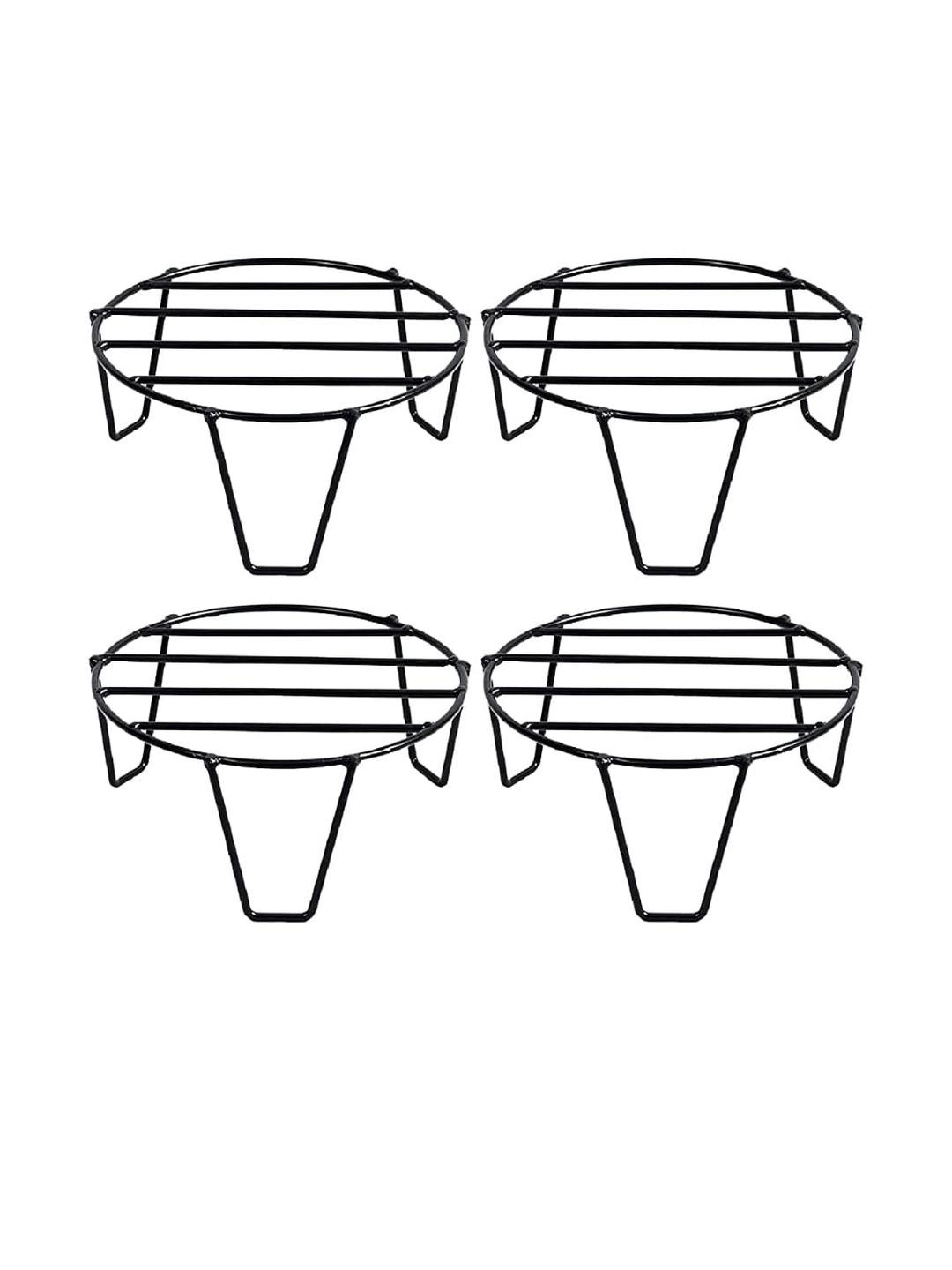 Go Hooked 4 Piece Black Textured Metal Plant Stands