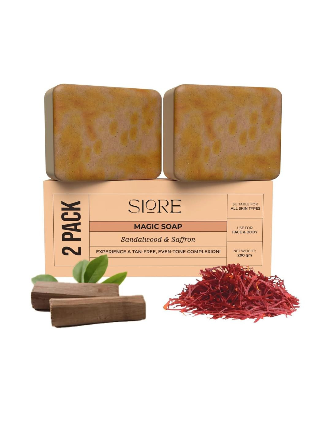 SIORE Set Of 2 Sandalwood & Saffron Soaps