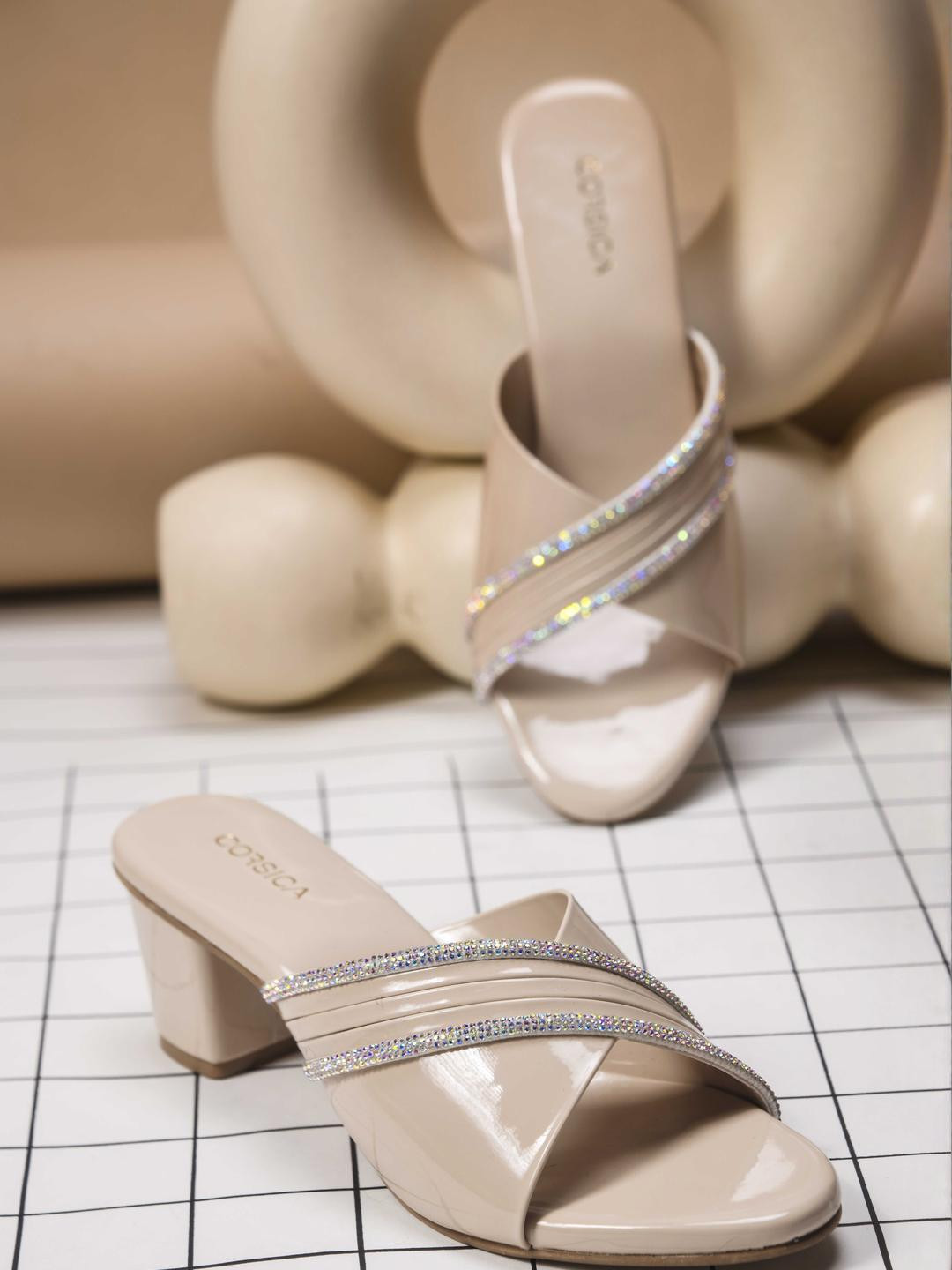 CORSICA Synthetic Patent Cream Heels