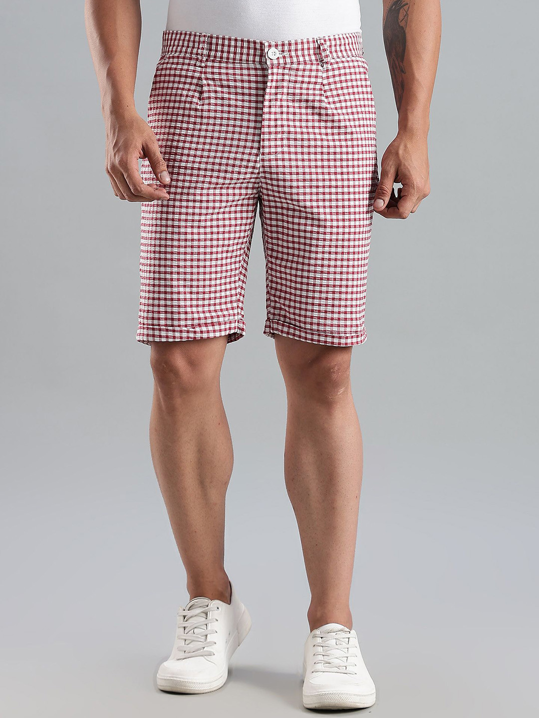 Thomas Scott Men Cotton Regular Fit Checked Technology Shorts