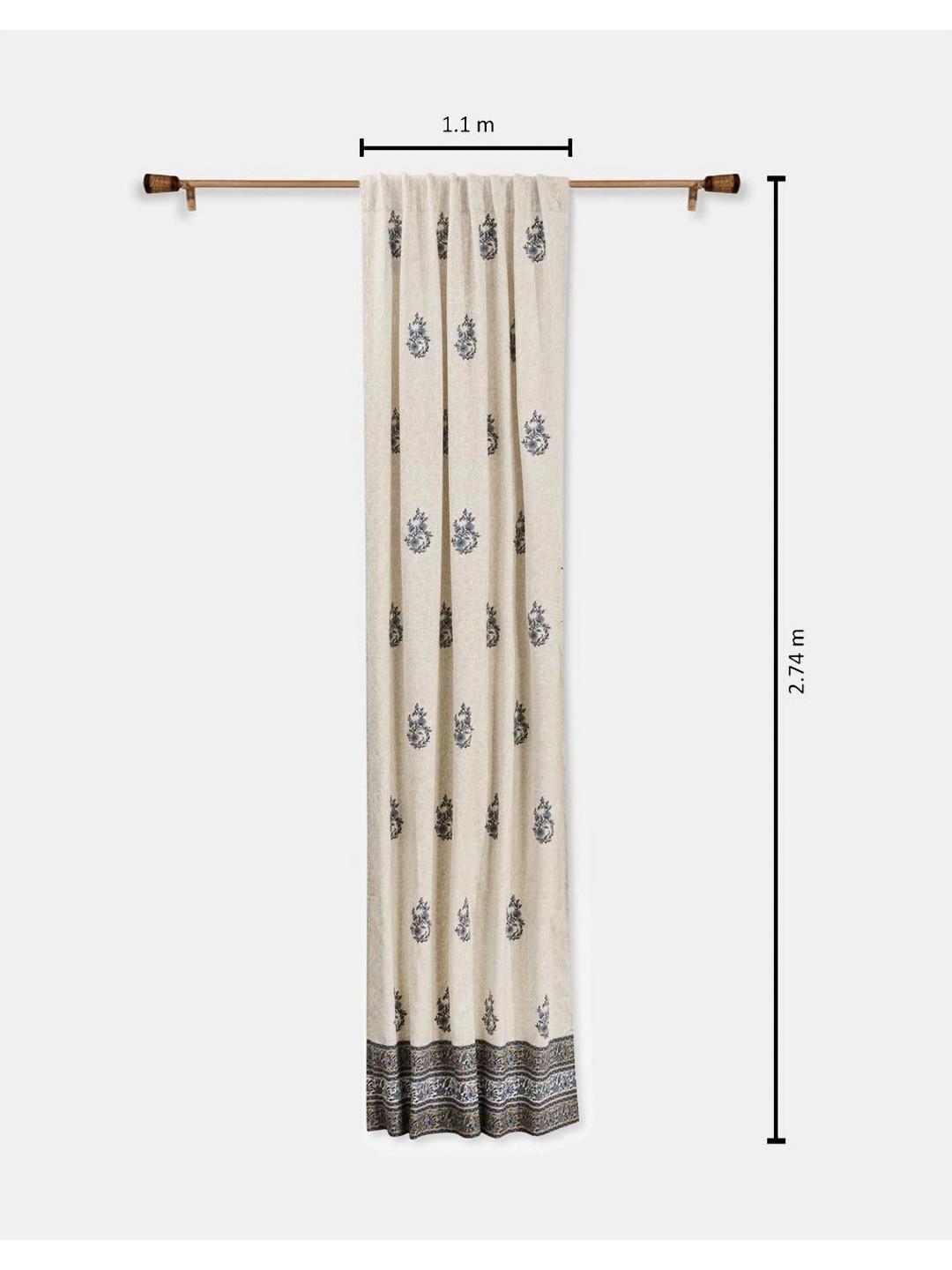 Fabindia Blue & Off White Floral Long Door Curtain