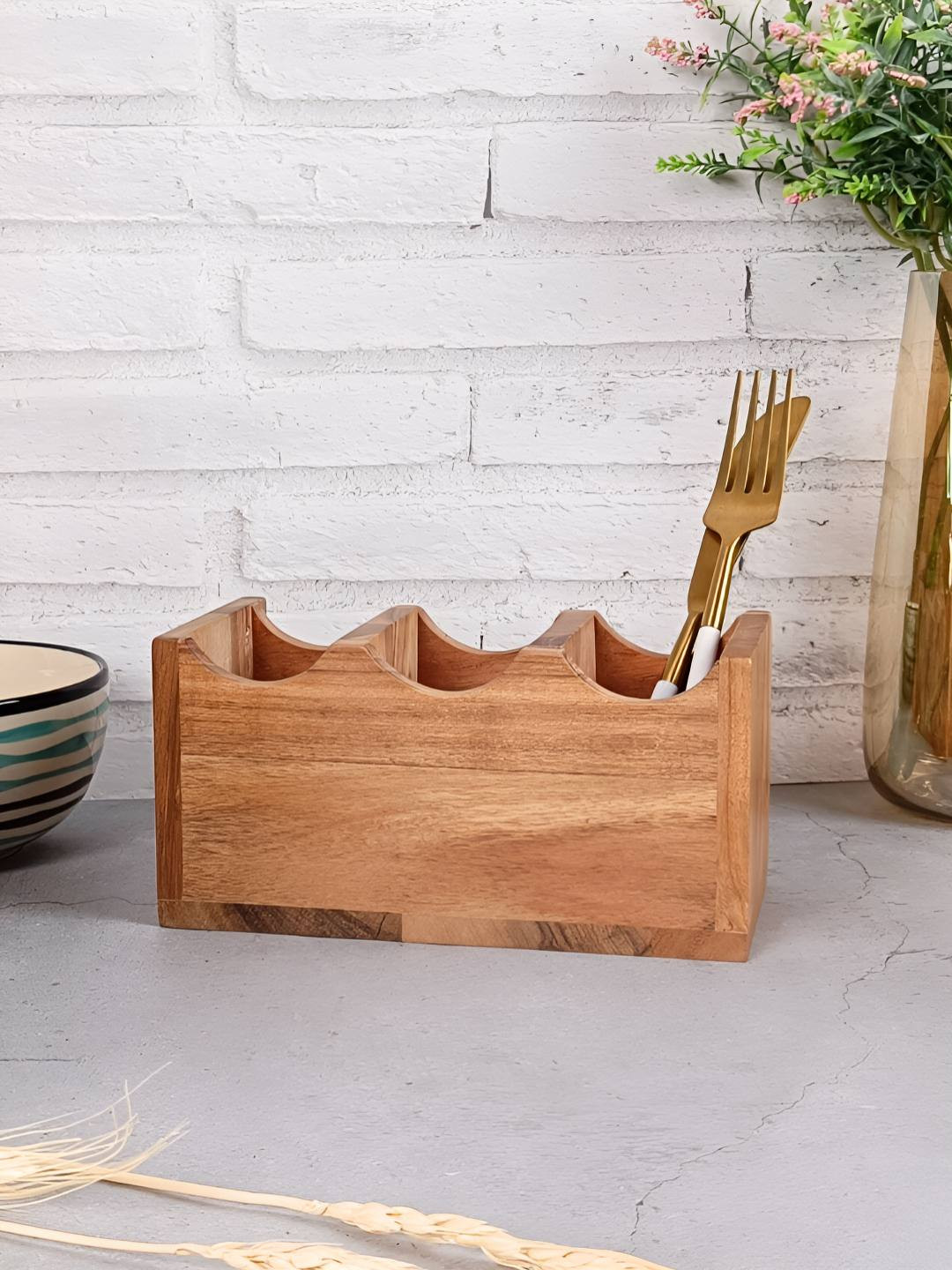 VarEesha Brown Warli Print Cutlery Holder