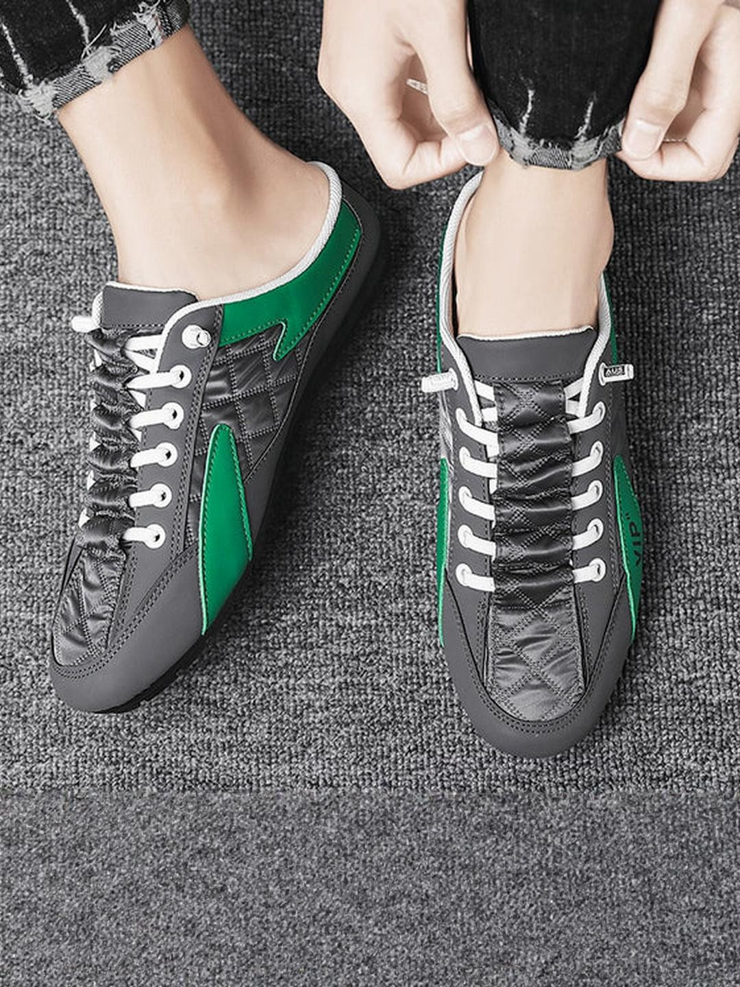 blue pop Grey Synthetic Leather Casual Shoes