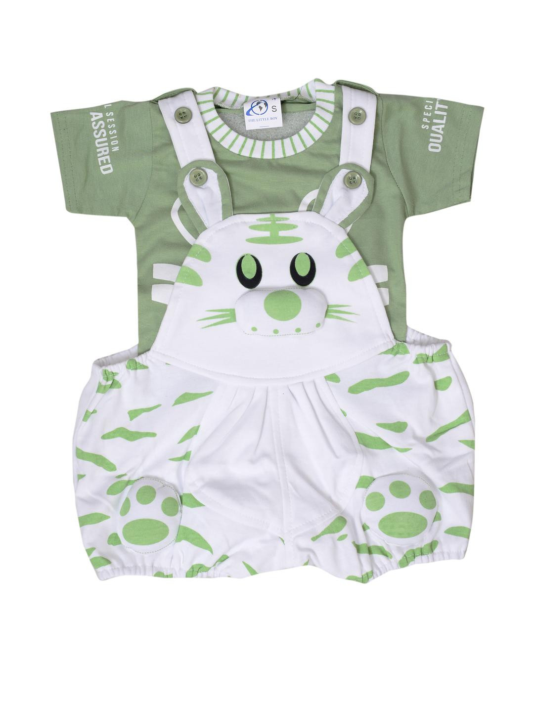 THE LITTLE BOY Unisex Kids Green Dungrees