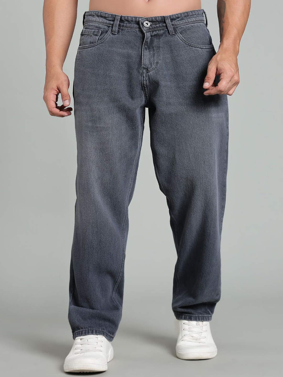 PAUL STREET Brukk Men Cotton Mid-Rise Light Fade Baggy  Jeans