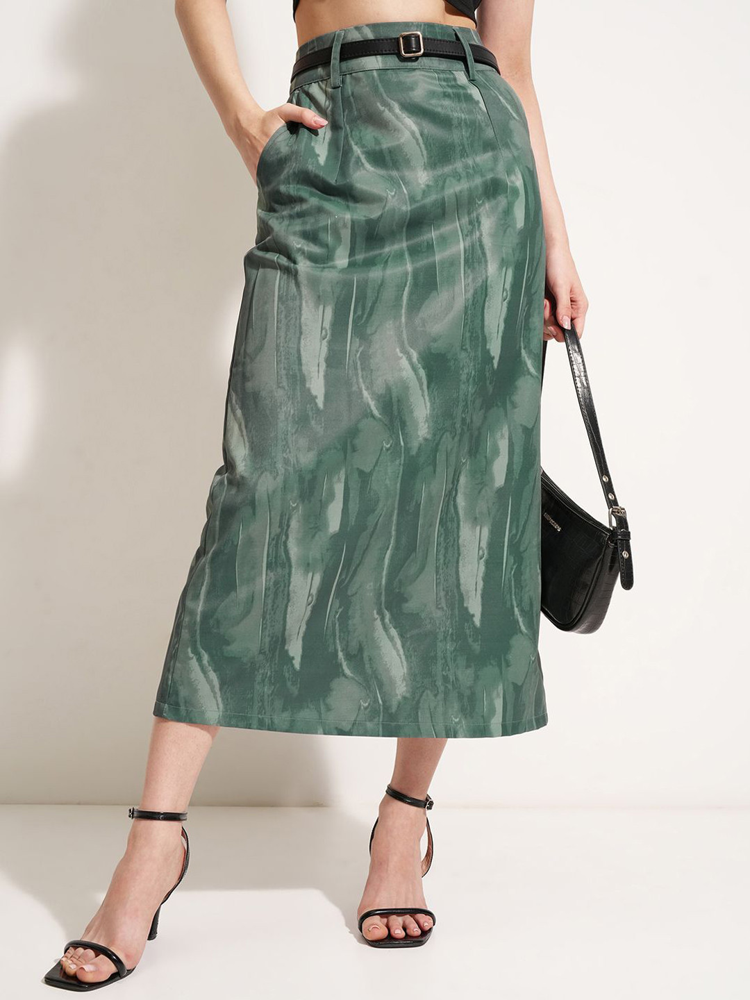 CHIC BY TOKYO TALKIES Printed Straight-Fit Midi Skirt