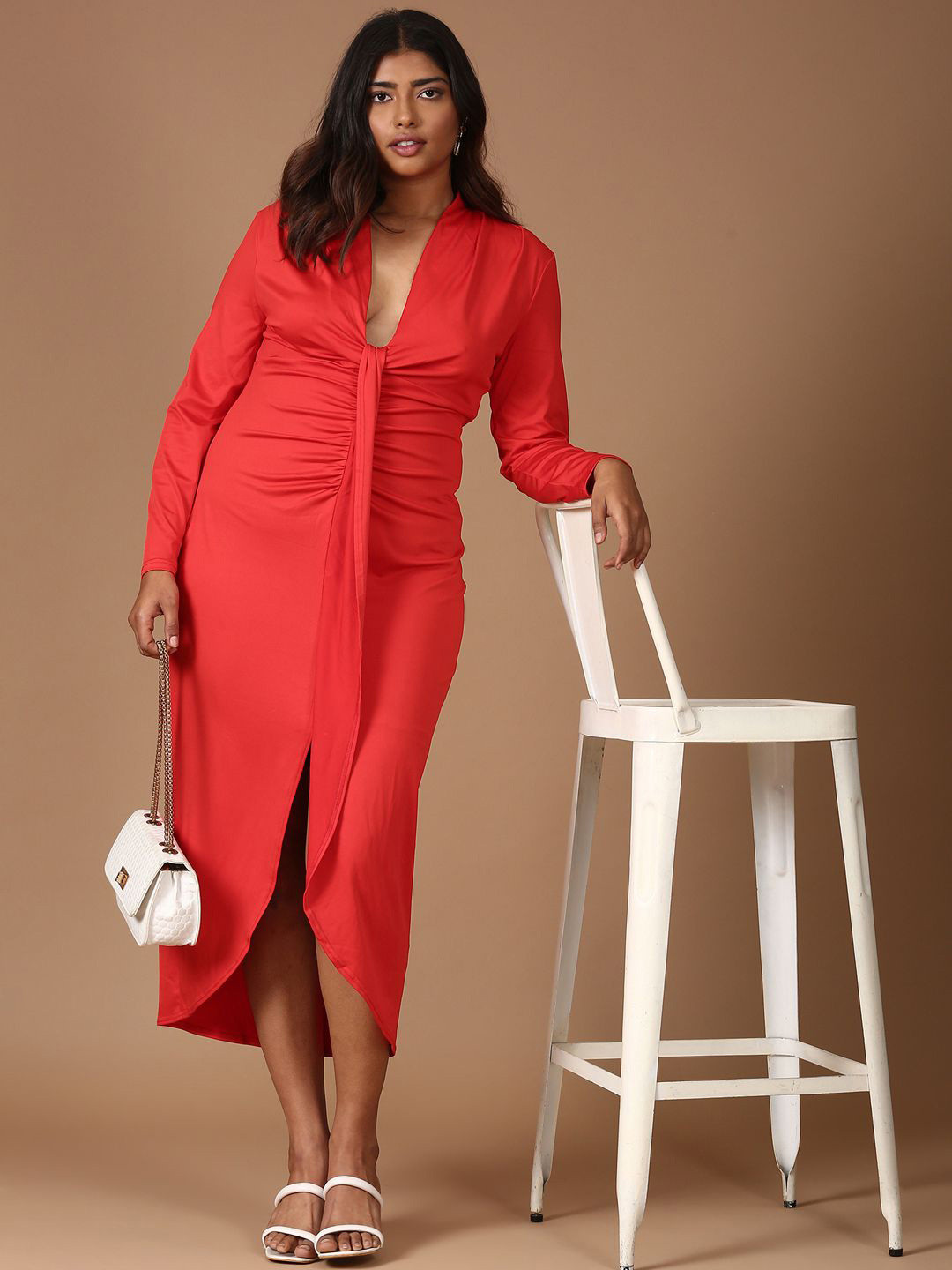 The Pink Moon Women Red Sheath Dress