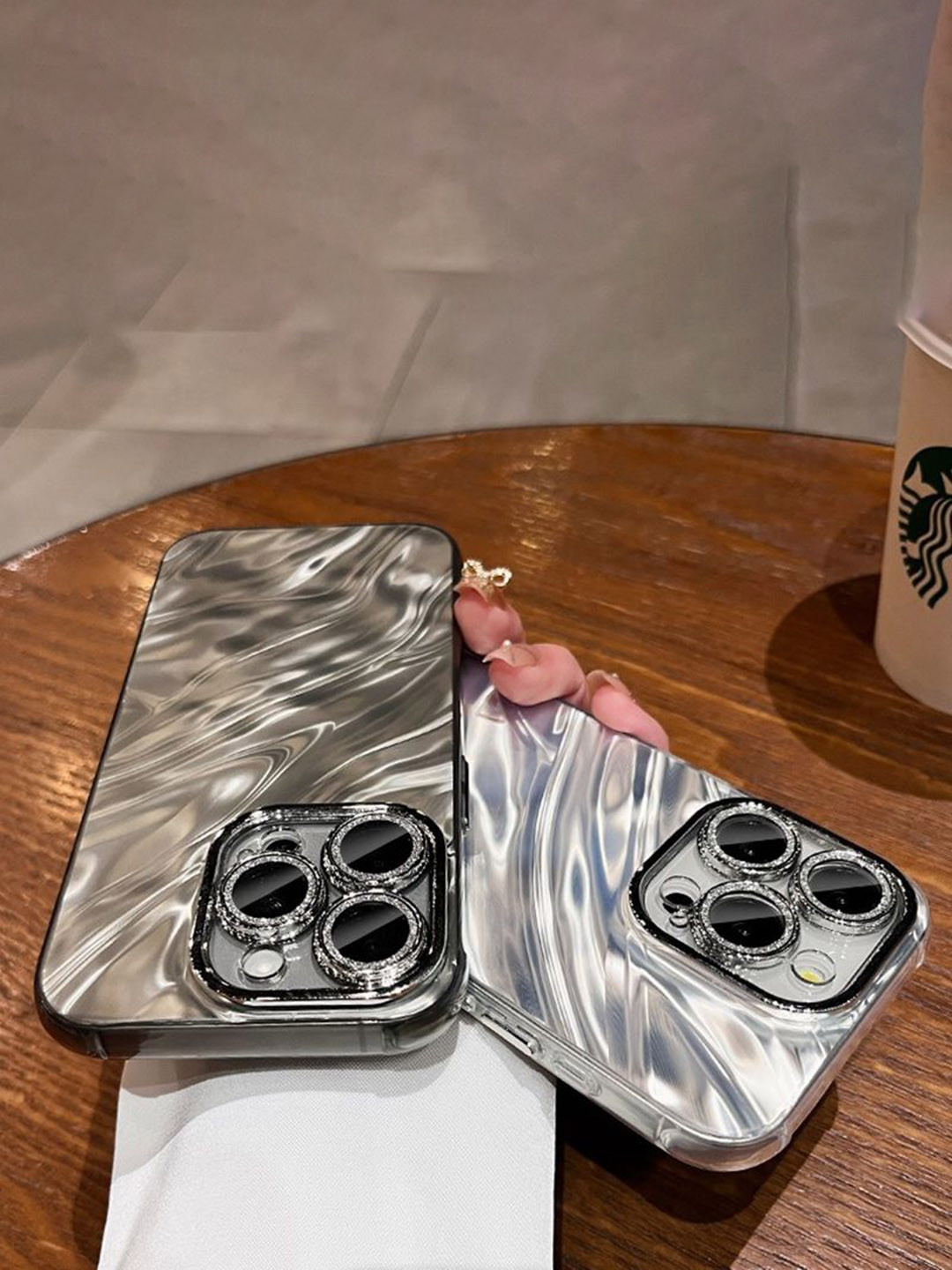 CASE CREATION Women iPhone 16 Plus Diamond Ring Lens Film Camera Protection Back Case