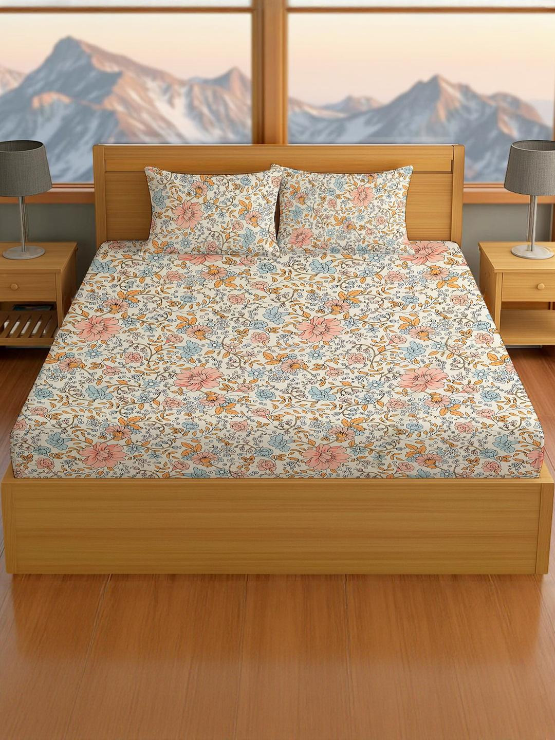 IVAZA Gold Queen Bedsheets