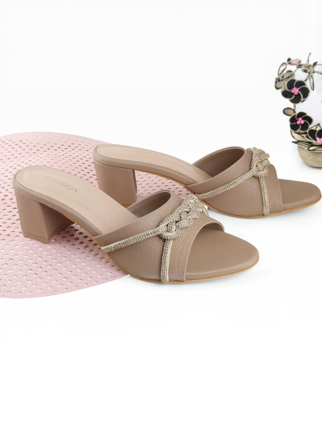 CORSICA Synthetic Patent Gold Heels