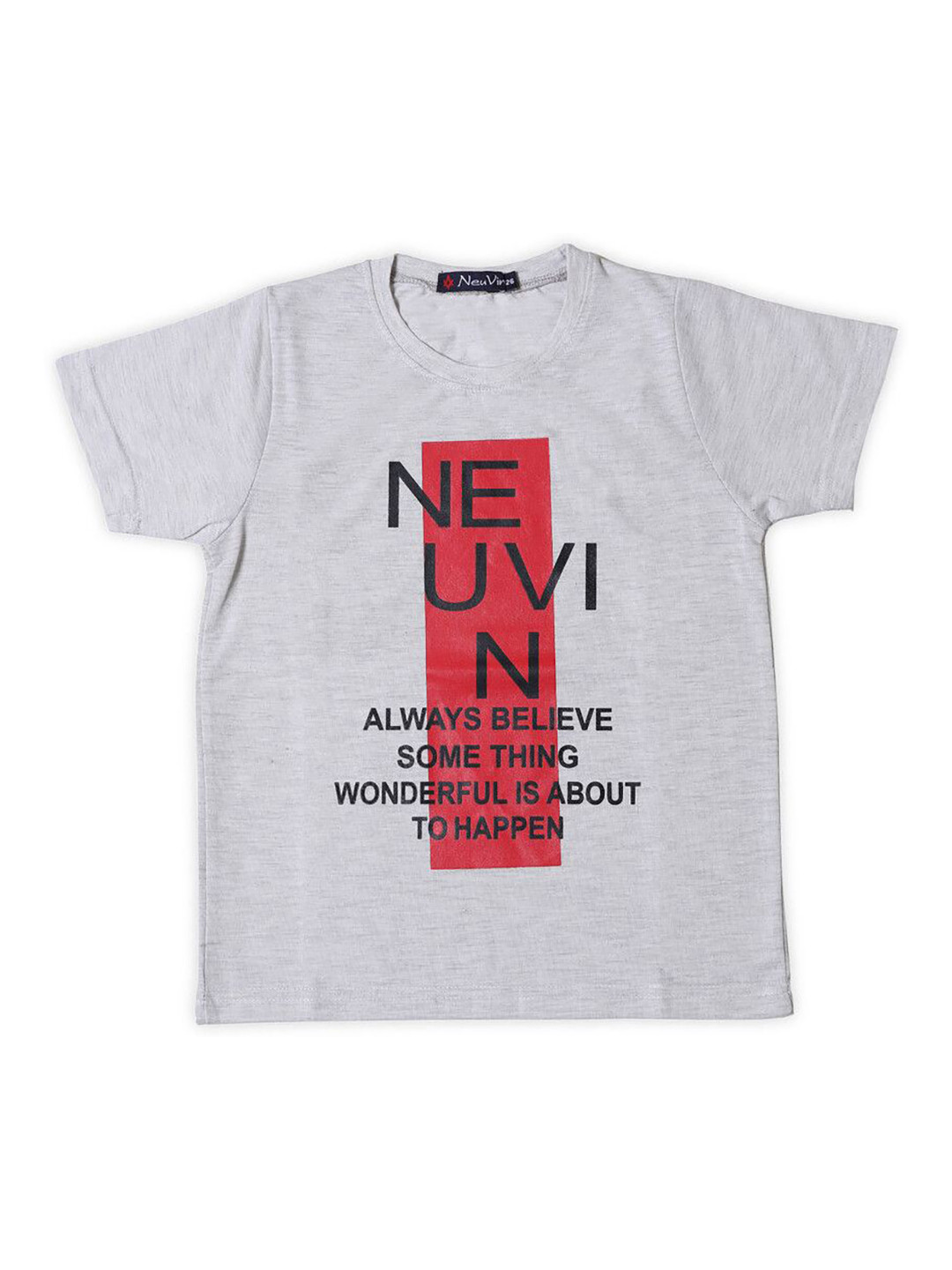NeuVin Boys Typography Printed Round Neck T-shirt
