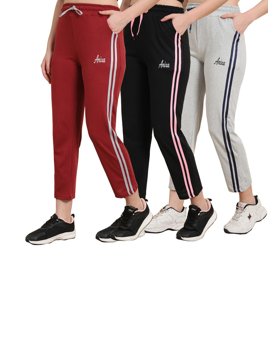 FIT N FAME Pack of 3 Striped Cotton Pyjamas