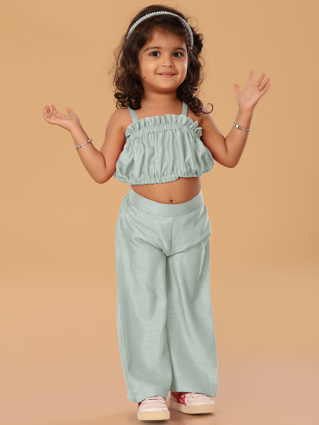 The Mini Trunk Girls Shoulder Straps Top With Palazzo