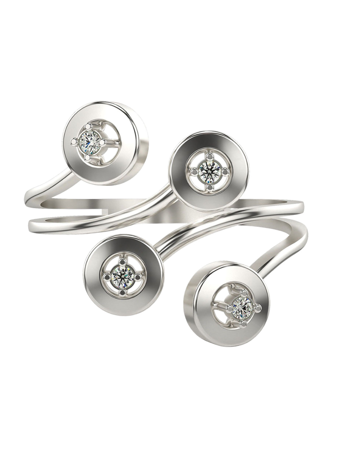 VALANOVA White Gold Plated Sterling Silver 0.06 Ct Lab Grown Diamond Ring