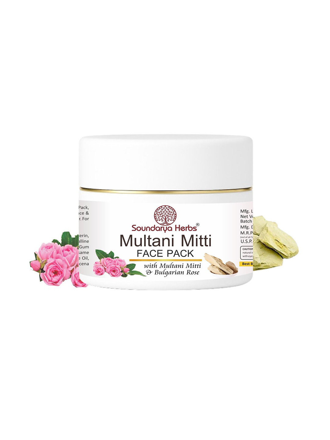 Soundarya Herbs Multani Mitti Face Pack With & Bulgarian Rose Oil- 100 g