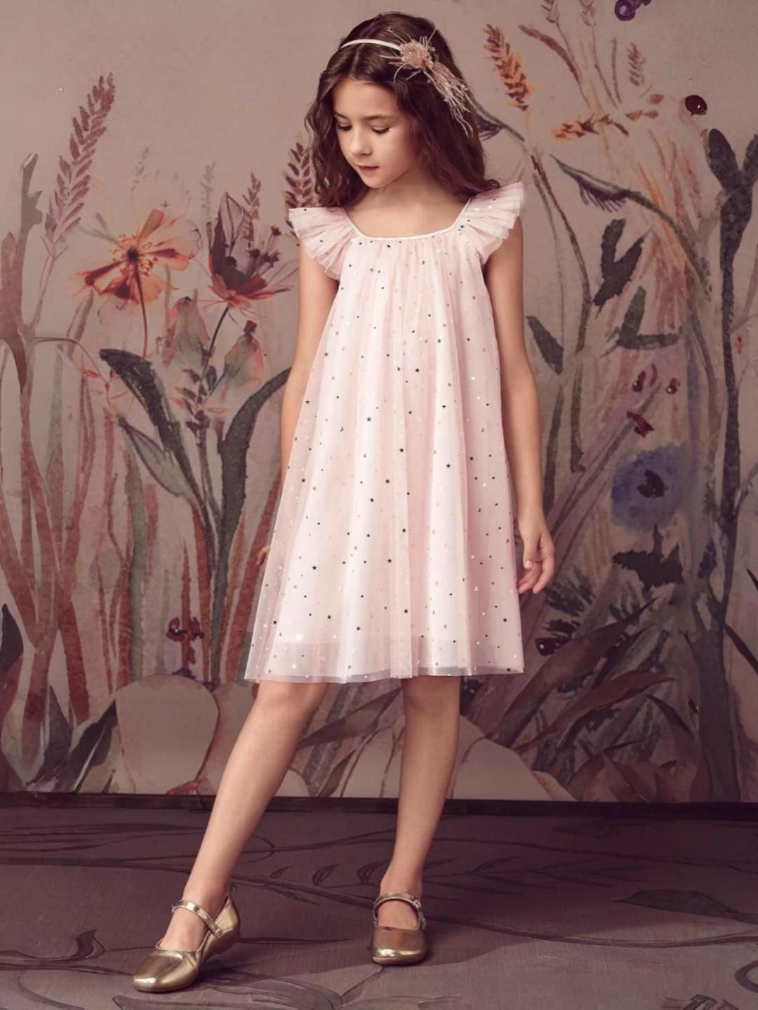 BAESD Girls Stars Embellished Net A-Line Dress