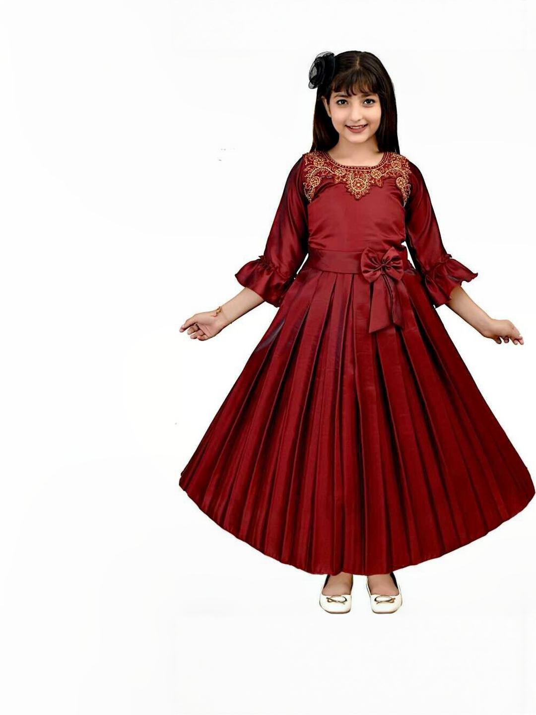 PRENA FASHION Girls Maroon Dresses