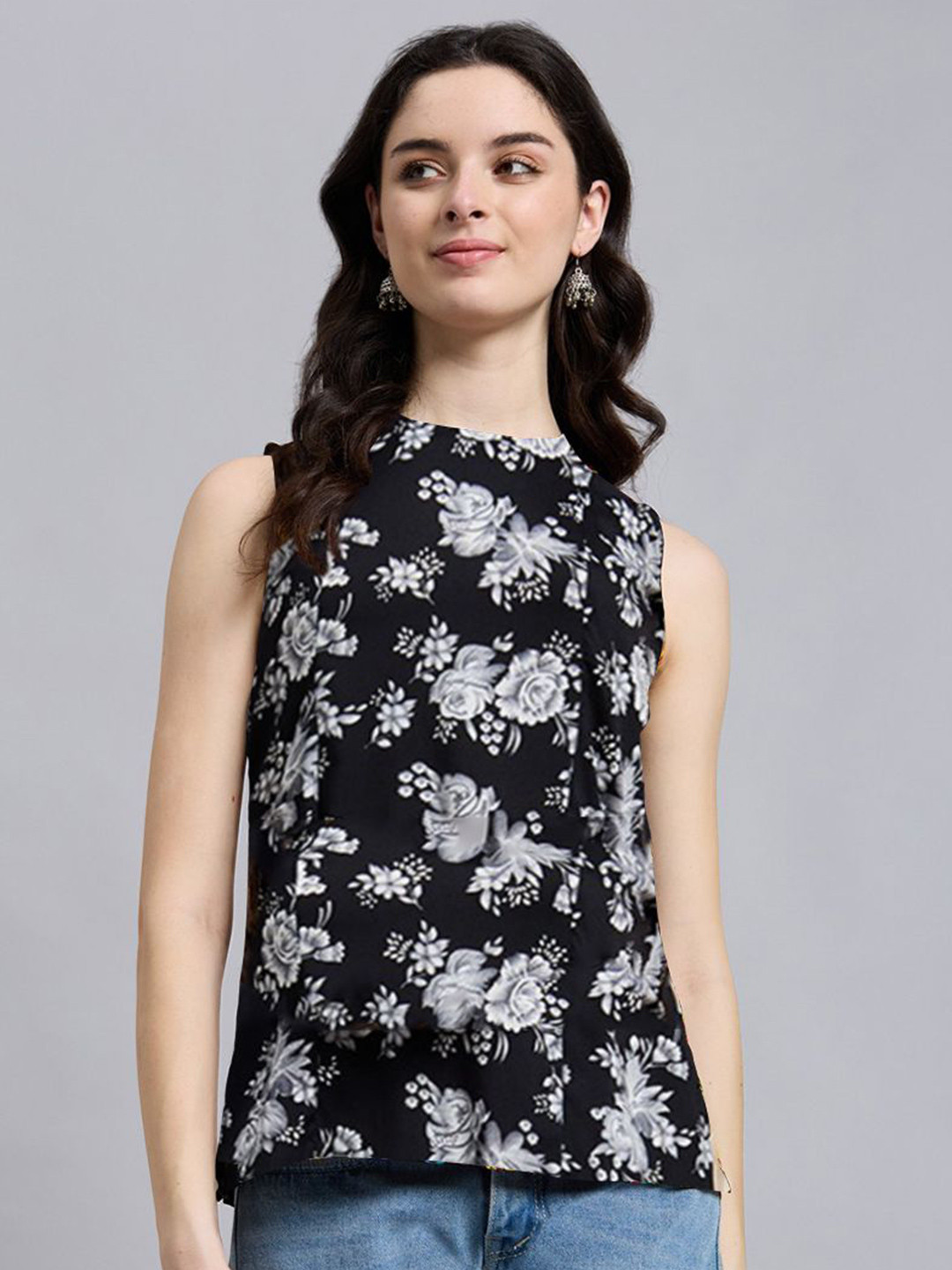 THE FAB FACTORY Women Floral Print A-Line Top