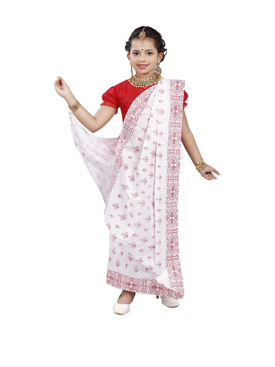 Smuktar garments Girls Ethnic Motifs Printed Saree