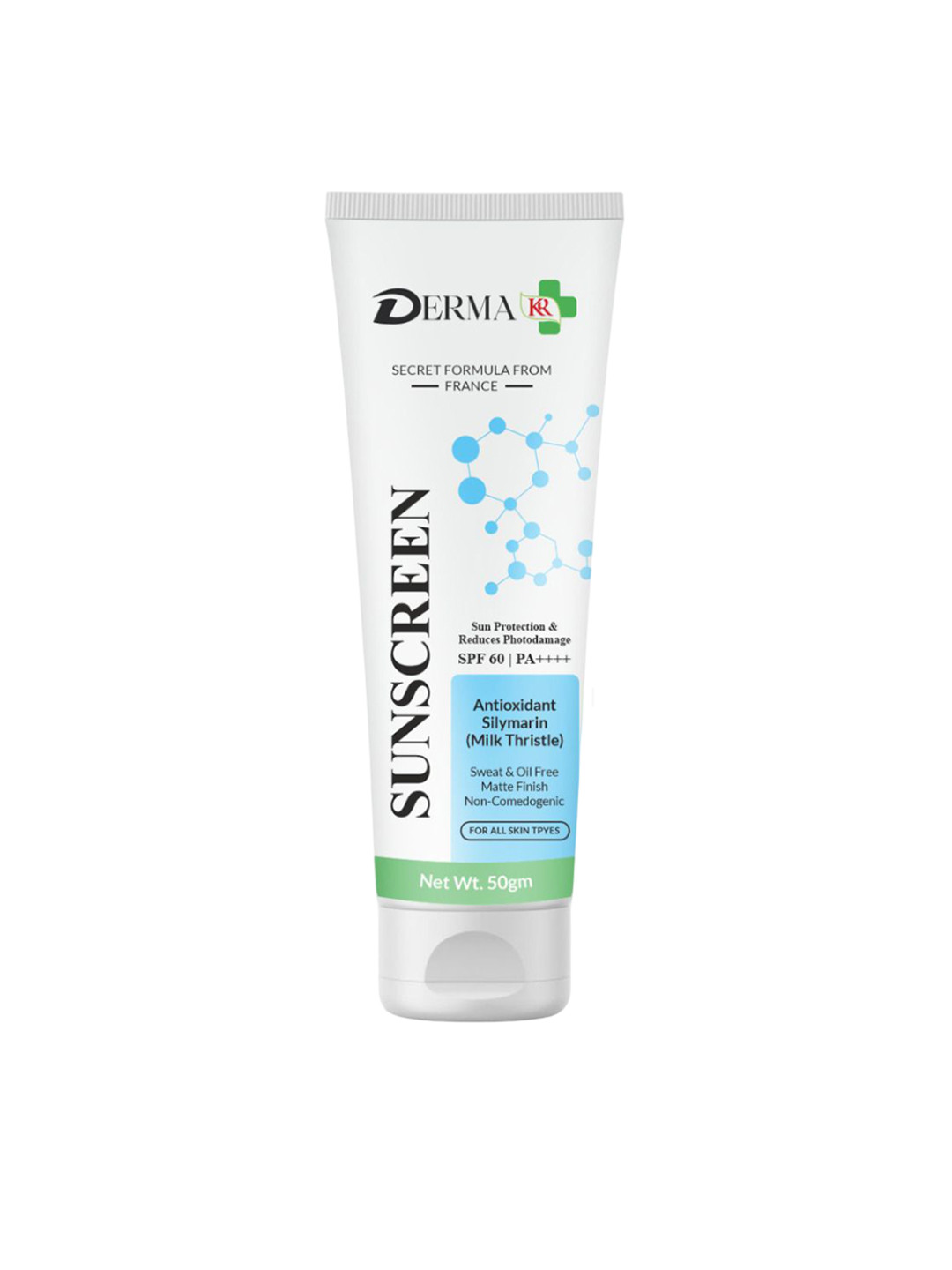 DERMA KR Sunscreen With Antioxidant Silymarin Cream SPF 60 PA++++ - 50 g