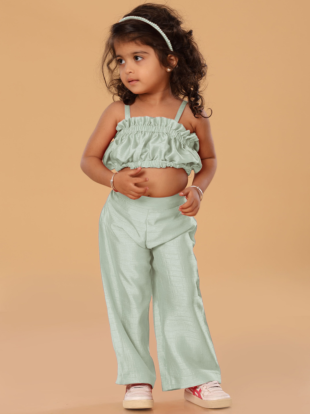 The Mini Trunk Girls Solid Top With Trousers